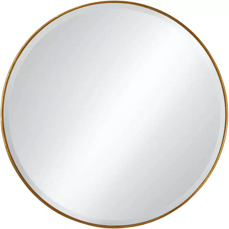Uttermost Round Vanity Decorative Wall Mirror Vintage Beveled Edge Antiqued Gold Leaf Iron Frame 34 Wide for Bathroom Bedroom Living Room Home House