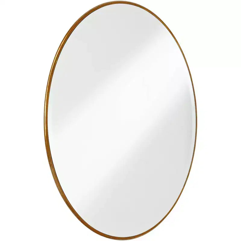 Round Vanity Decorative Wall Mirror Vintage Beveled Edge Antiqued Gold Leaf Iron Frame 34 Wide for Bathroom Bedroom Living Room Home House